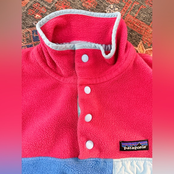 Raspberry and Blue Patagonia Synchilla Fleece Pullover Sweater - Picture 4 of 8